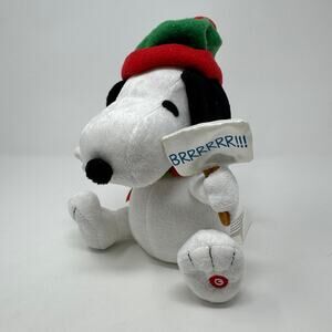 Vintage Peanuts Snoopy Christmas Animated Plush Brrrrr Sign Sings Linus and Lucy